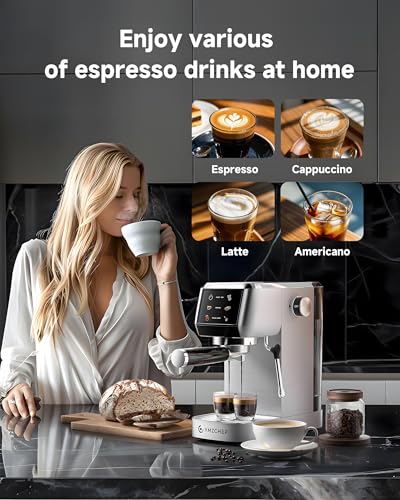 Image of AMZCHEF 20 Bar Professional Espresso Machine with Milk Frother, Adjustable Temperature and Pressure, Stainless Steel Espresso Maker for Cappuccino, Late, Mocha, Water Tank