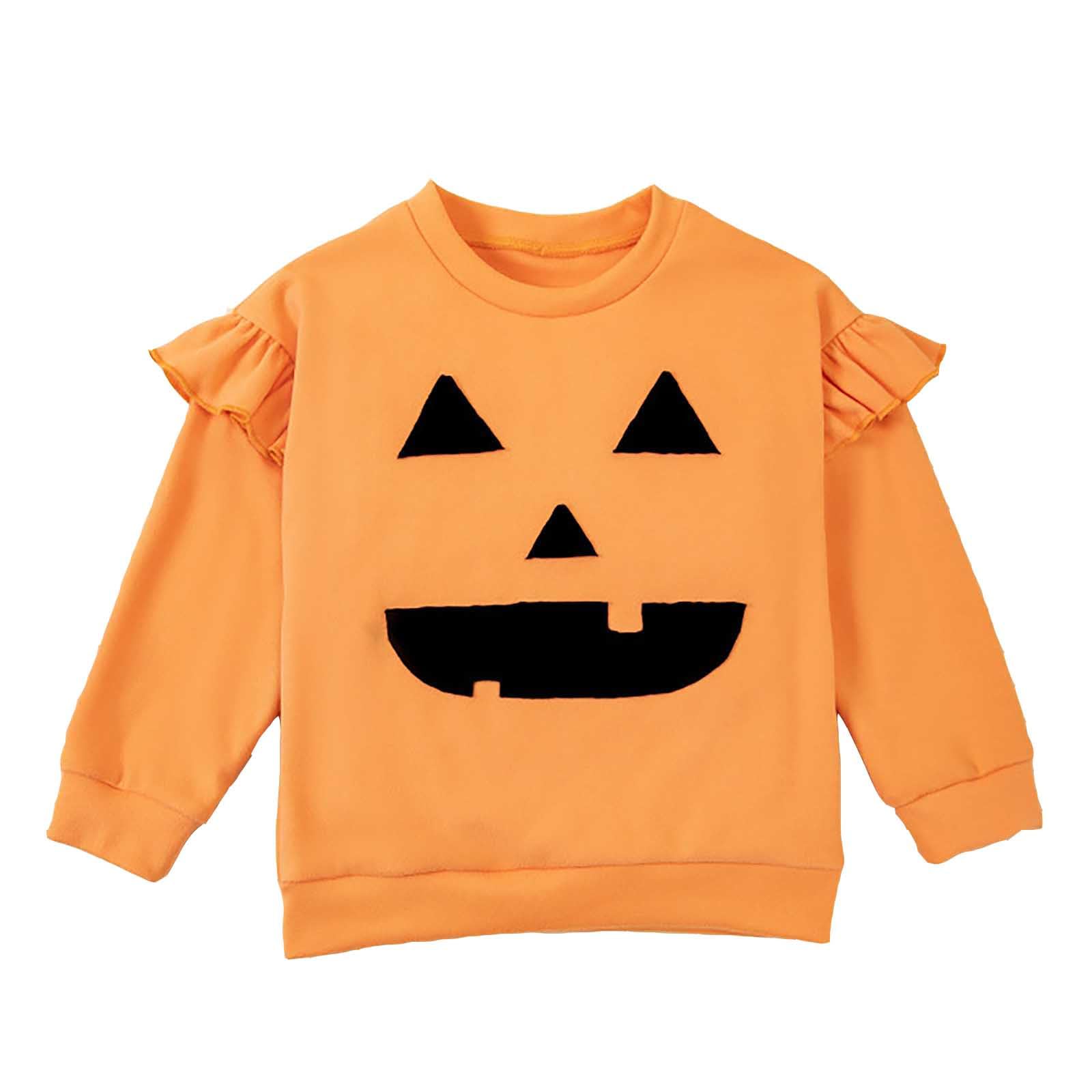 Generisch 2025 - Bébé Garçon Fille Hiver Manches Longues Tops Sweatshirt Vêtements Halloween Citrouilles S Bébé Fille Pull