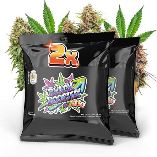 Hoch & Highlig Black Booster CO2-Beutel für Pflanzen 2er Set - Natürliche CO2-Quelle für Indoor-Grow Zimmerpflanzen & Gewächshaus Dicke Buds und fettere Blüten