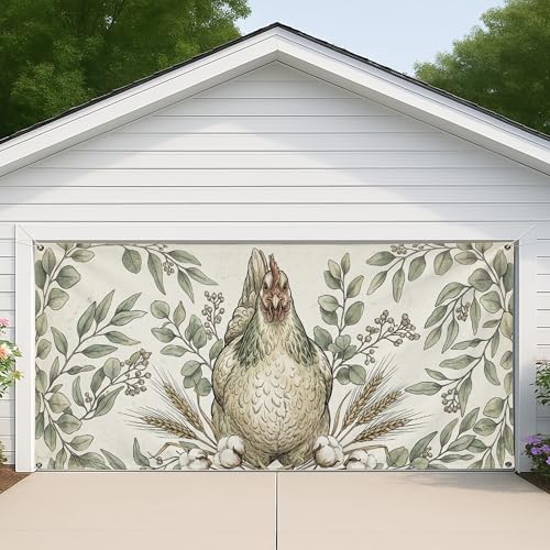 Housse pour porte de garage extérieure vintage et rustique 397x180