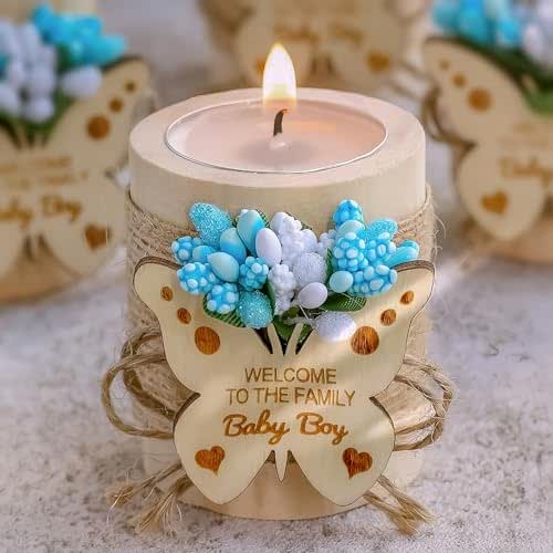 10 Piece Wooden Butterfly Tealight Candle Holder for Baby