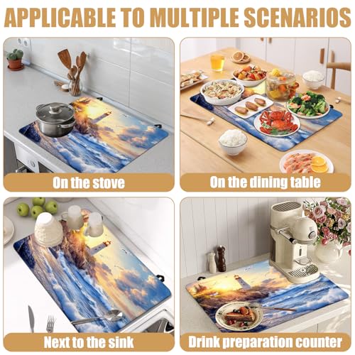 Image of lighthouse Stove Top Covers for Electric Stove, Electric Gas Stove Pad Heat Resistant Range Cooktop Protector for Home Decor Kitchen 28 inchx20 inch
