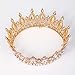 FORSEVEN Queen Crown Rhinestone Wedding Crowns and Tiaras for Women Costume Party Hair Accessories Princess Birthday Crown Crystal Bridal Crown (Gold+Pink)