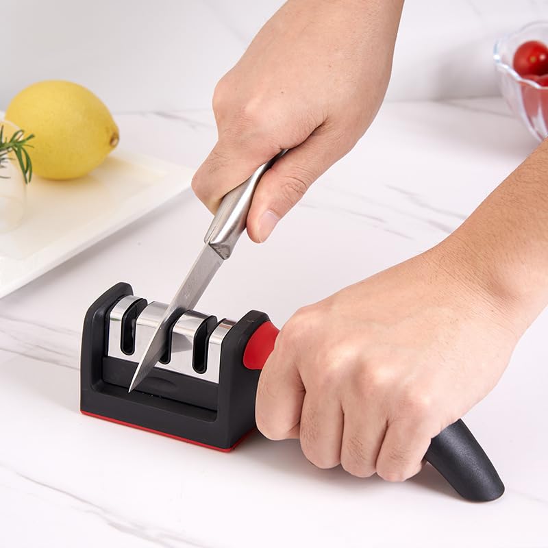Multifunctional Knife Sharpener - Handheld Fast Sharpening Tool for Knives Scissors Professional Kitchen Sharpening Stone black