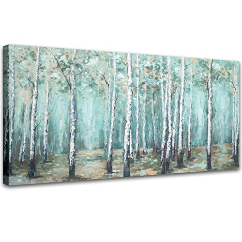 YJYart Textured Canvas Wall Art Mid Century Modern Wall Art Botanical Prints Dining Room Pictures Wall Decor Green Painting 24
