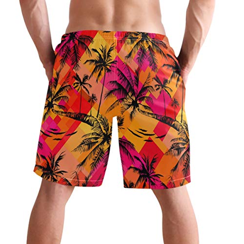 visesunny Tropical Palm Tree Hot Men's Swimtrunks Quick Dry Casual Mesh Lining Beach Board Shorts2