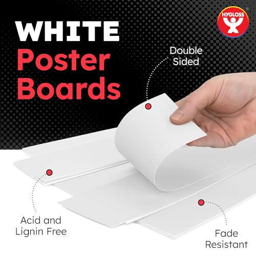 Image of Hygloss Small Poster Board 4x11 - 50 Count Bulk Pack - 10 Pt. Thickness White Poster Board Paper for Projects, Presentations, Displays, Signs, Crafts - Blank Posterboard Multipack 4 inch x 11 inch