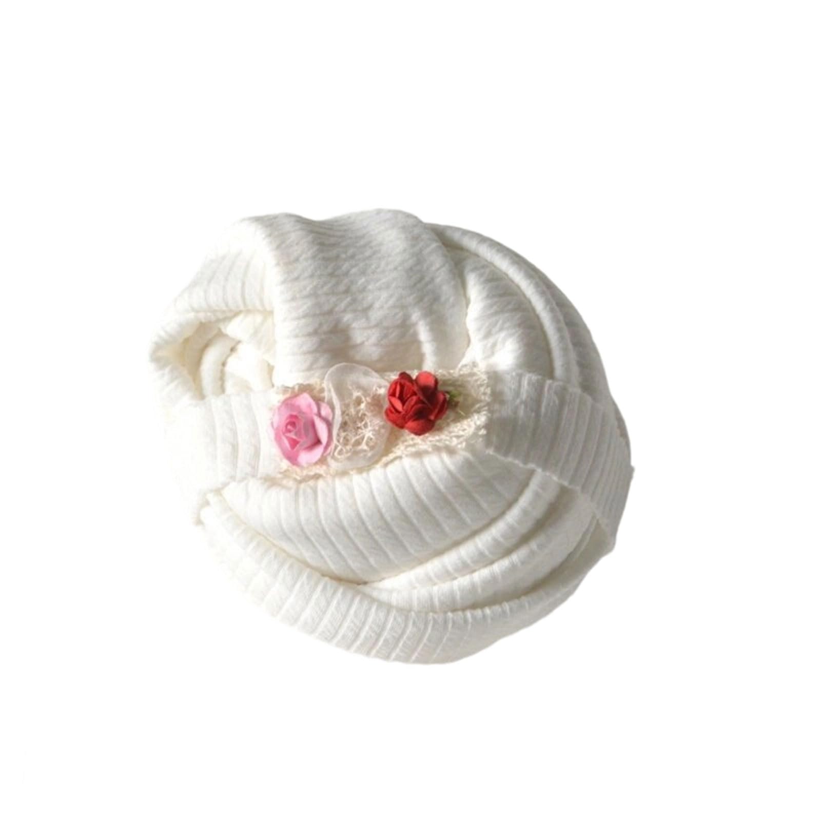 Kaeltsyn Photo Props Swaddles Towel Wrap Blanket with Matching Headdress and Pillow Gentle Fabric for Newborns Photography Headpiece Pillow