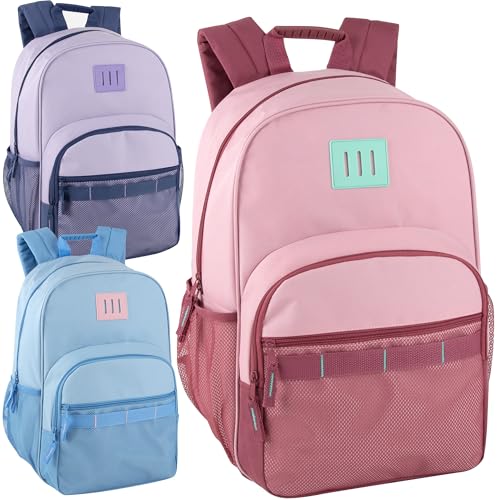 Trail maker 24 Pack Two Tone Backpacks in Bulk for Homeless Adults Nonprofit 18 Inch Backpacks Wholesale (Light Colors Pack)