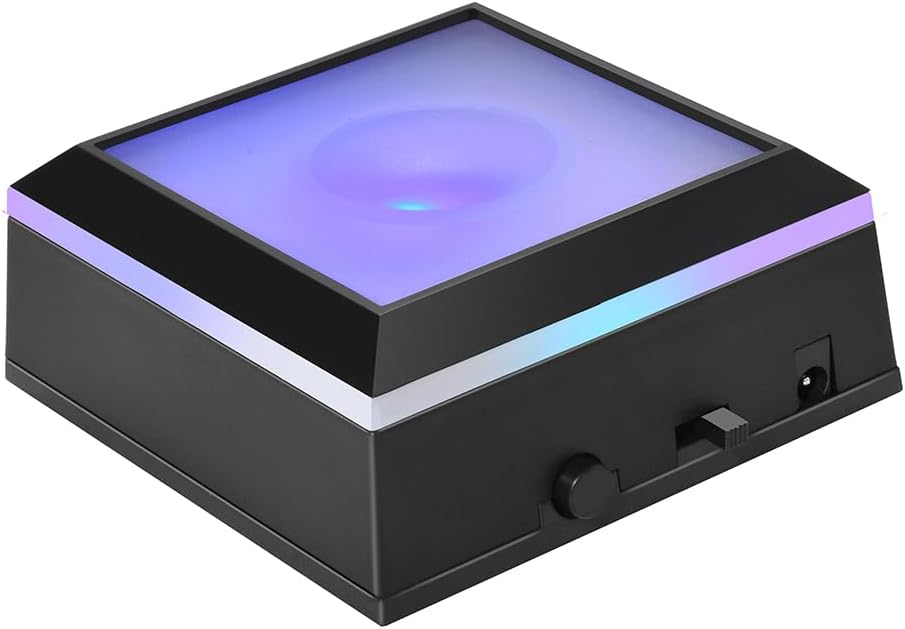 LED Light Base Multicolor Show Stand Square Display Plate 9 Lighting Mode Color Change for 3D Crystal Art and Glass Ball Resin Figurine