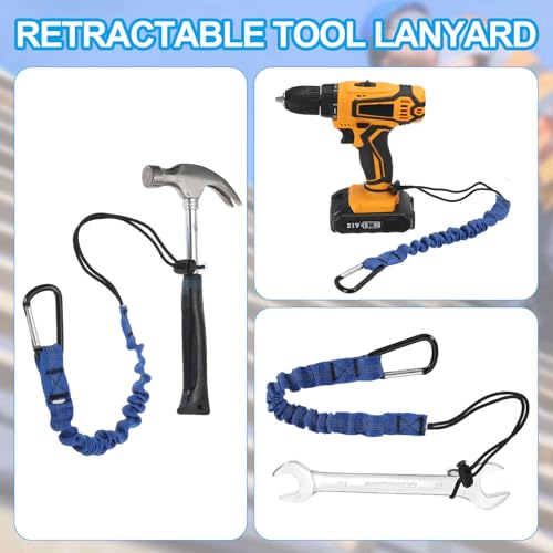 Image of MECCANIXITY Retractable Tool Lanyard 3.6ft with Single Aluminum Buckle and Adjustable Loop End, Maximum Weight Limit 10KG / 22lb, Safety Fall Protection Tools Leash, Dark Green 12 Pack