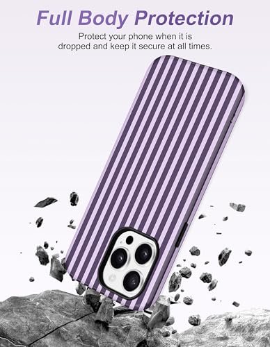 Coque iPhone 16 Pro MagSafe antichoc violette à rayures esthétiques - 4