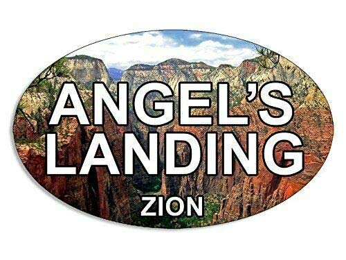 3x5 inch Oval Angel's Landing Sticker (Zion Hike Utah ut Visit National Park) Vinyl Decal Sticker Car Waterproof Car Decal Bumper Sticker