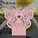 PONATIA 50pcs Laser Cut Butterfly Wedding Favour Box Birthday Party Gifts Candy Boxes (Pink)