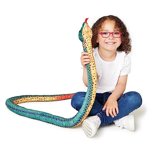 Zappi Co Kinder Gefülltes Weiches Kuscheliges Plüsch-Schlangenspielzeug - Teil der Safari-Tierkollektion, perfekt für Kinder (180 cm Länge) (Grüne Ringel)