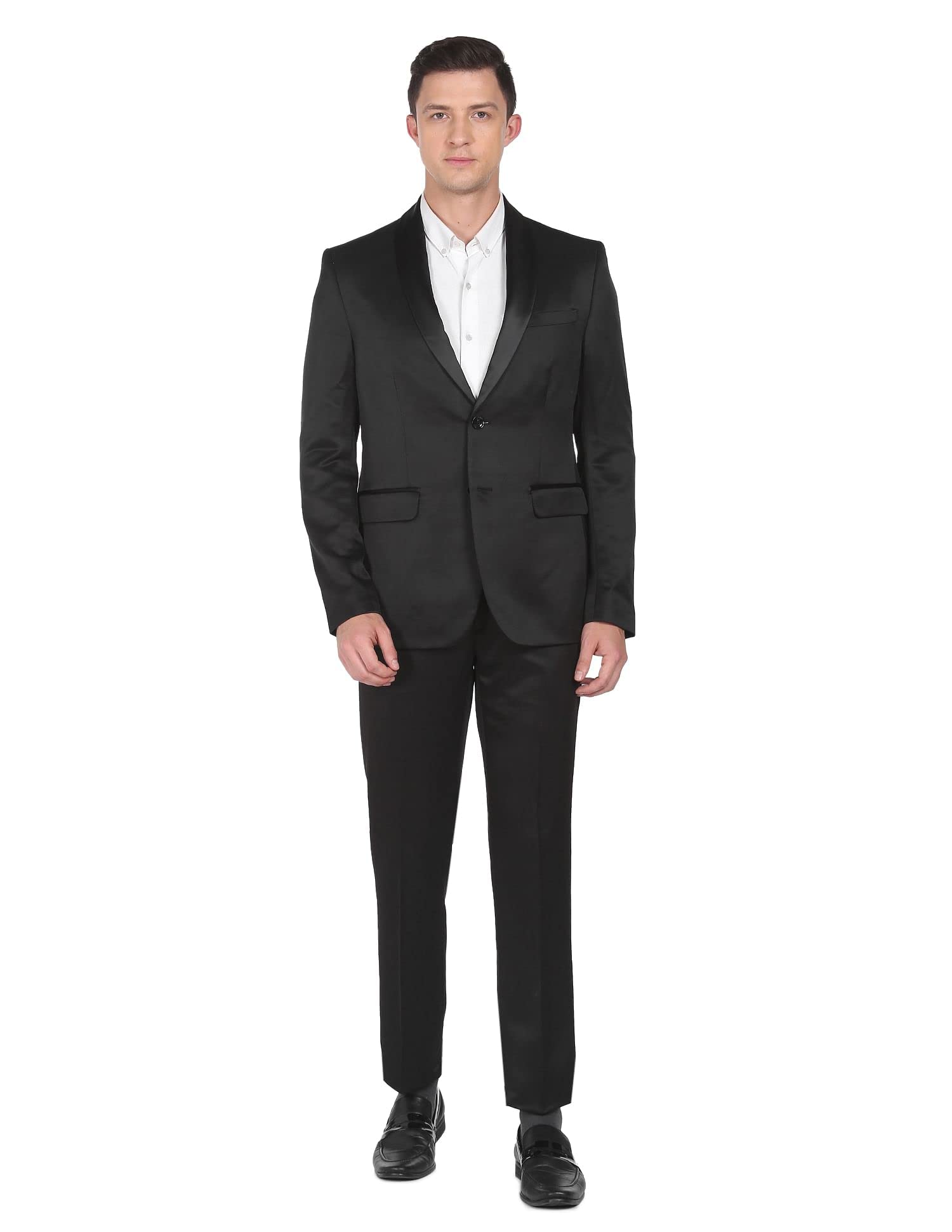 arrow Men Black Twill Solid Tailored Fit Two Piece Suit-picture-31