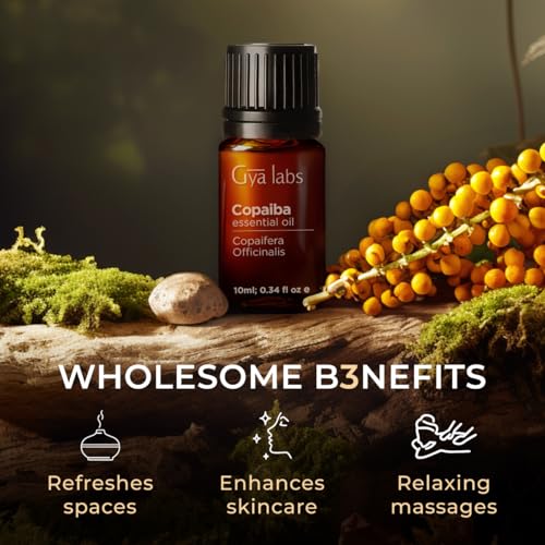 Image of 100% Pure Copaiba Essential Oil - 0.34 Fl Oz - Copaiba Oil for Hair, Skin, Diffuser, Aromatherapy & DIY Candle Making Scent