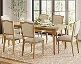 WAMPAT 7 Piece Dining Table Set, Rectangular Table for 6-8, 6 Dining Chairs with Upholstered Back & Rubber Wood Legs, Kitchen Table with Chairs for Dining Room, Oak