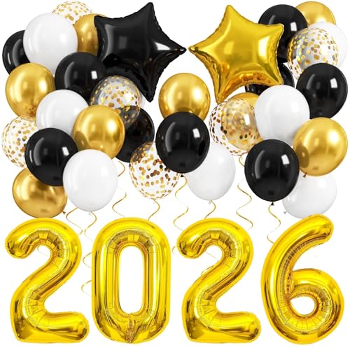 Black Gold Balloon Kit with 2026 Foil Number Balloons Neutral Decor for Corporate Functions Social Gatherings & Indoor Venue Displays