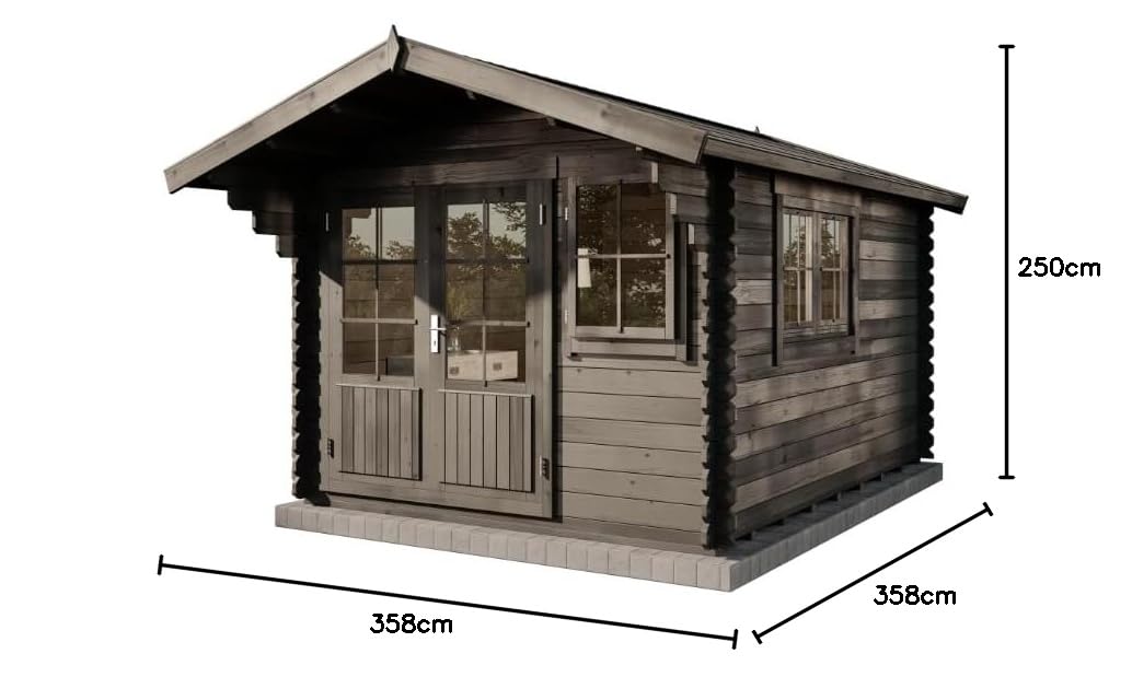 Alpholz Abri de jardin Gabriel-34 - Gris imprégné - 300 x 400 cm - Avec couverture de toit et sol