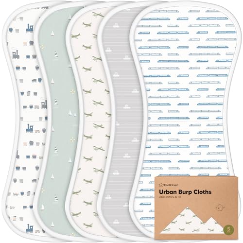 Image of Organic Burp Cloths Baby Boy & Girl - 5-Pack Super Absorbent Cotton Burping Cloths for Babies, Soft & Plush Newborn Spit Up Rags, Infant Towels for Milk Spit Up, Unisex, Large 21 inch x 10 inch (Vessels)