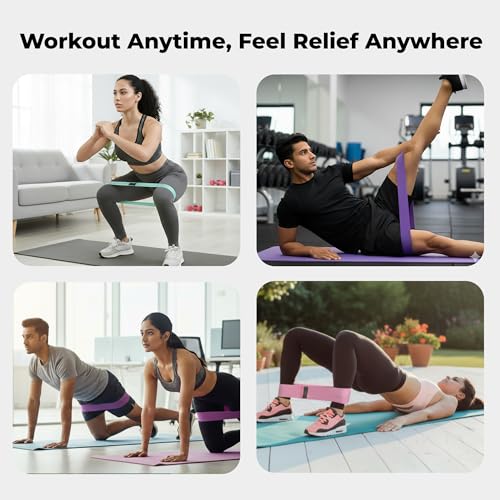 Image of Fabric Resistance Bands Set of 3 (Light to Heavy) Strength Levels for Unisex, Non-Slip Hip Bands for Glutes, Legs & Squats, Exercise Booty Bands for Workout, Stretching, Toning