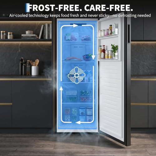 Image of 11 Cu.Ft Upright Freezer, Single Door Stand Up Freezer with Adjustable Shelves, Mechanical Temperature Control, Freestanding Deep Freezer for Garage, Kitchen, Home Use