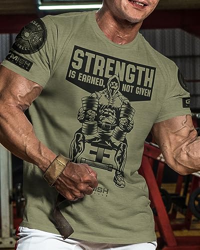 Gymish Strength is Earned Not Given Workout T-Shirt, Lifting Gym Shirts for Men2