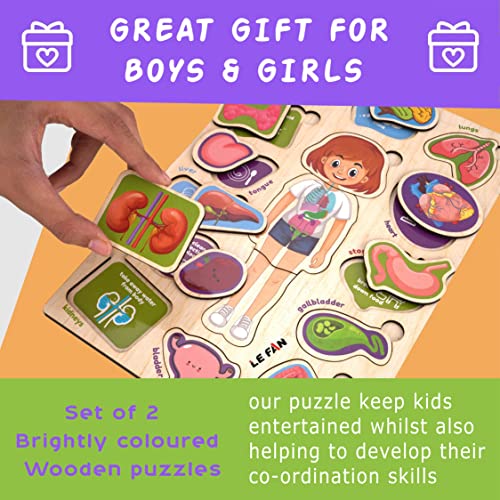 Image of Lefan� Body Part Wooden Puzzle Kids Games Toys for Kids 3+ Jigsaw Puzzles for Adults Baby Learning Toys Educational Toys for 2 Board Game
