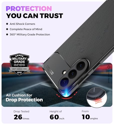 Image of Golden Sand Shock Proof Sleek Armor Back Cover Case for Samsung Galaxy S26 5G | Aramid Carbon Fibre Rugged TPU, Cobalt Black