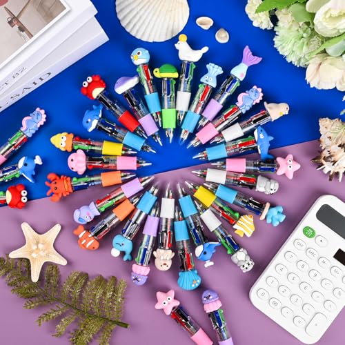 50 bolígrafos 4 en 1 con motivos marinos multicolor miniatura 2