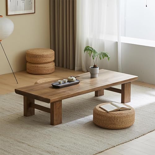 Image of Japanese Style Sheesham Wood Coffee Table for Living Room, Dining Room, Bedroom, Kitchen, Office Home Decor (115x50x38)