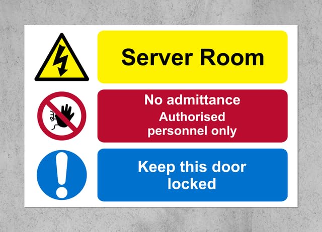 Server room no admittance authorised personnel only keep this door locked safety sign - 1mm flexible Plastic sign (400mm x 300mm)
