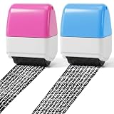 2 Pcs Identity Theft Protection Roller Stamp (Blue, Dark Pink)