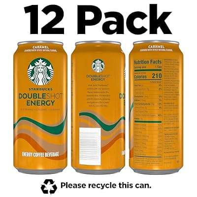 Starbucks Doubleshot Energy Drink Coffee Beverage, Caramel, Iced Coffee, 15 fl oz Cans (12 Pack)