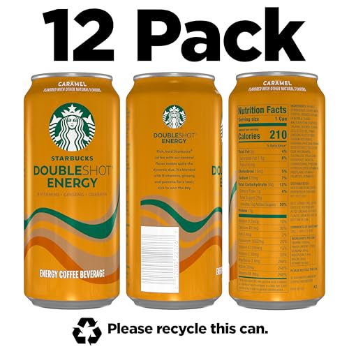 Image of Starbucks Doubleshot Energy Drink Coffee Beverage, Caramel, Iced Coffee, 15 fl oz Cans (12 Pack)