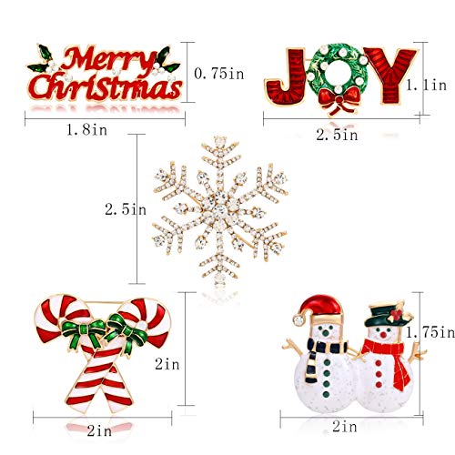 Image of Christmas Brooch Pins Snowflake Pin Marry Christmas JOY Candy Cane Snowman Brooches Xmas Christmas Holiday Party Gifts for Women Girls Kids