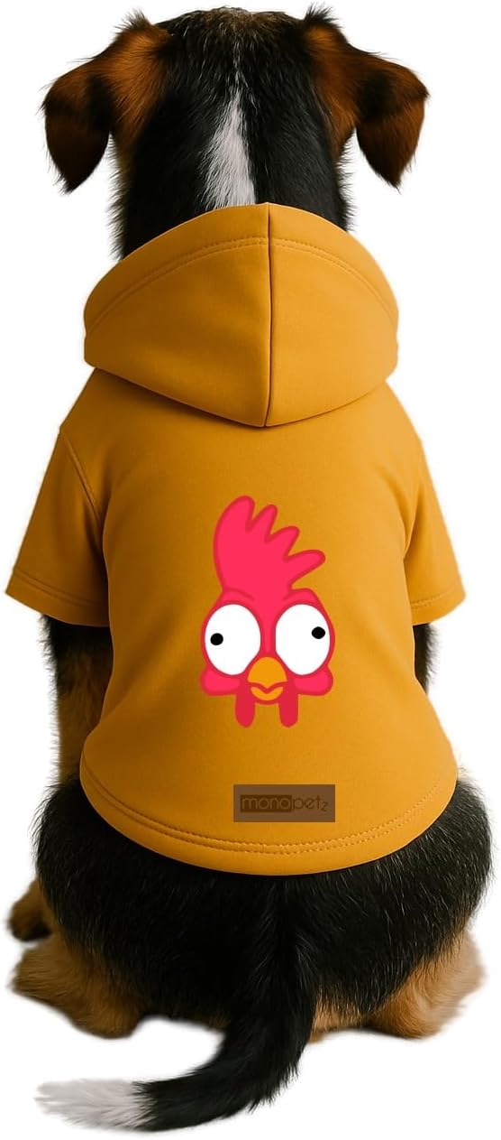 Baskılı İçi Polarlı Köpek Ve Kedi Kıyafeti & Elbisesi - Sarı Renk Kapüşonlu Hoodie B046D 5Xl