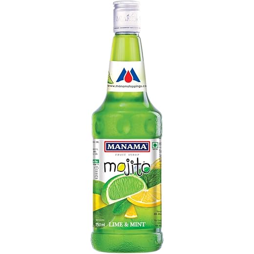 Manama Lime and Mint Mojito Syrup | Mixer for Mocktails, Cocktails, Drinks, Juices, Beverages | Non Alcoholic Mix 750ML Bottle