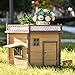VISHAW Wooden Dog House Puppy Shelter Kennel Outdoor & Indoor Dog Crate with Wood Feeder (31.5”)