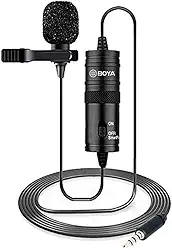 Microfone de lapela de 4,8 m para Canon iPhone Podcast, microfone condensador omnidirecional BOYA para Nikon Sony iPhone 8 8 plus 7 6 6s Plus DSLR Filmadora Áudio Gravador Vídeo de