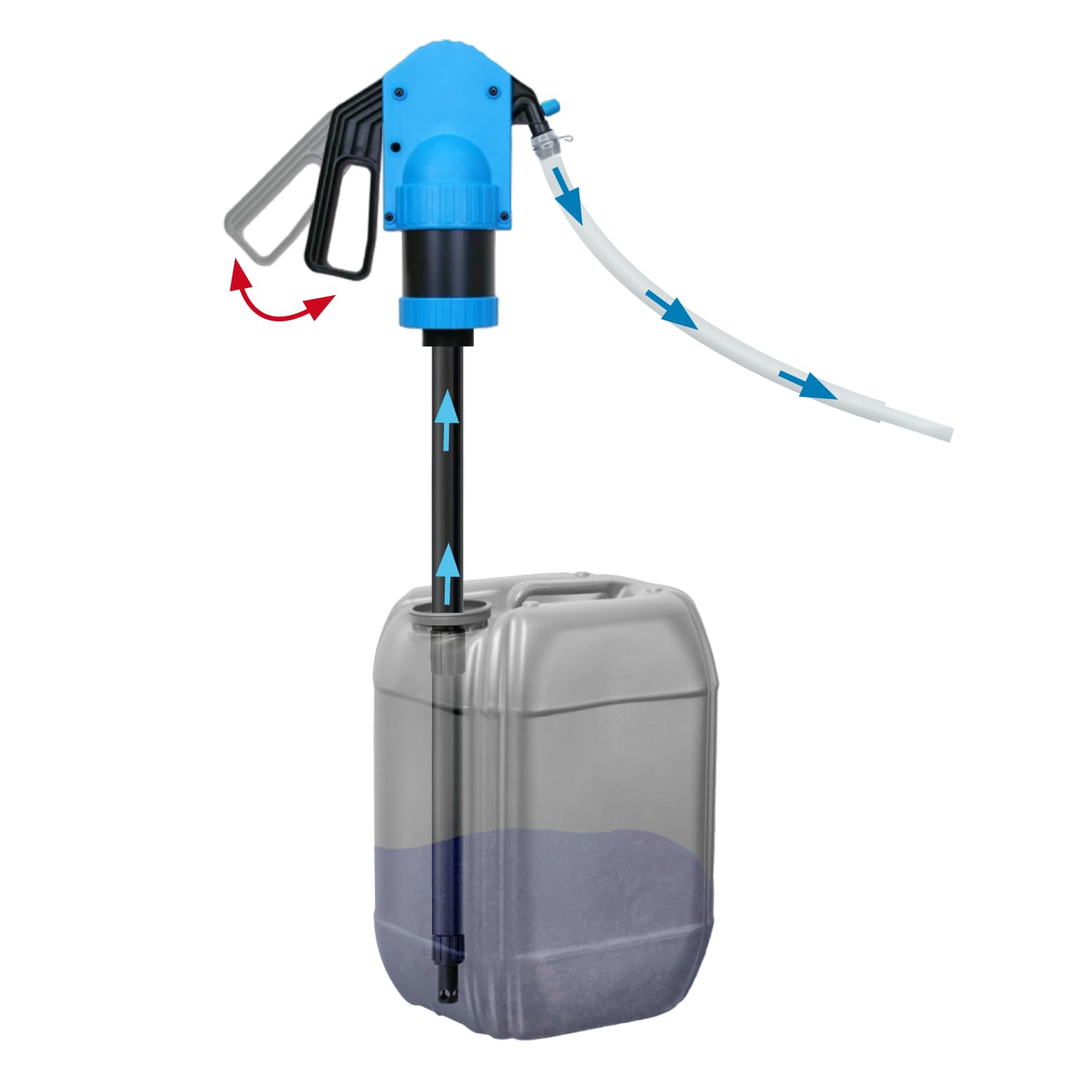 Profi-Pumpe® Universal Hand Pump 500 | Bomba Manual de Palanca para Bidón | Caudal 500ml por Carrera | Apto para AdBlue, Aceite, Anticongelante y Agua | Con Tubo Telescópico y Manguera