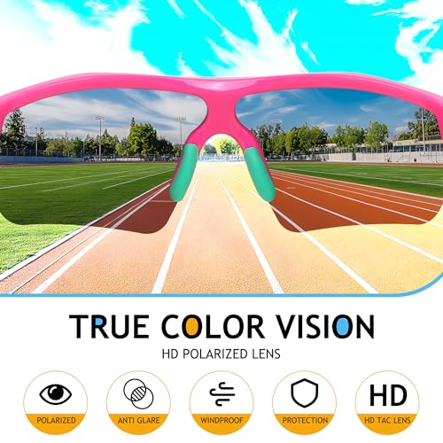 Image of FEISEDY Kids Polarized Sports Sunglasses, TR90 UV400 Baseball Cycling