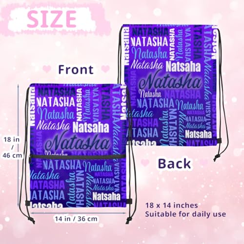 Personalized Drawstring Backpack Dance Bag Gymnastics Bag for Girl, Custom Sport Sackpack String Gym Bag Weekender Bags for Boy Dark Blue Text2