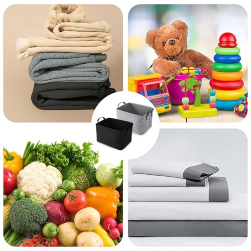 2er Pack Aufbewahrungskörbe, Filzkorb Groß Filzbox Aufbewahrung Filztasche mit 2 Weichen Griffen für Kleidung Accessoires Handtücher und Kinderspielzeug Aufzubewahre