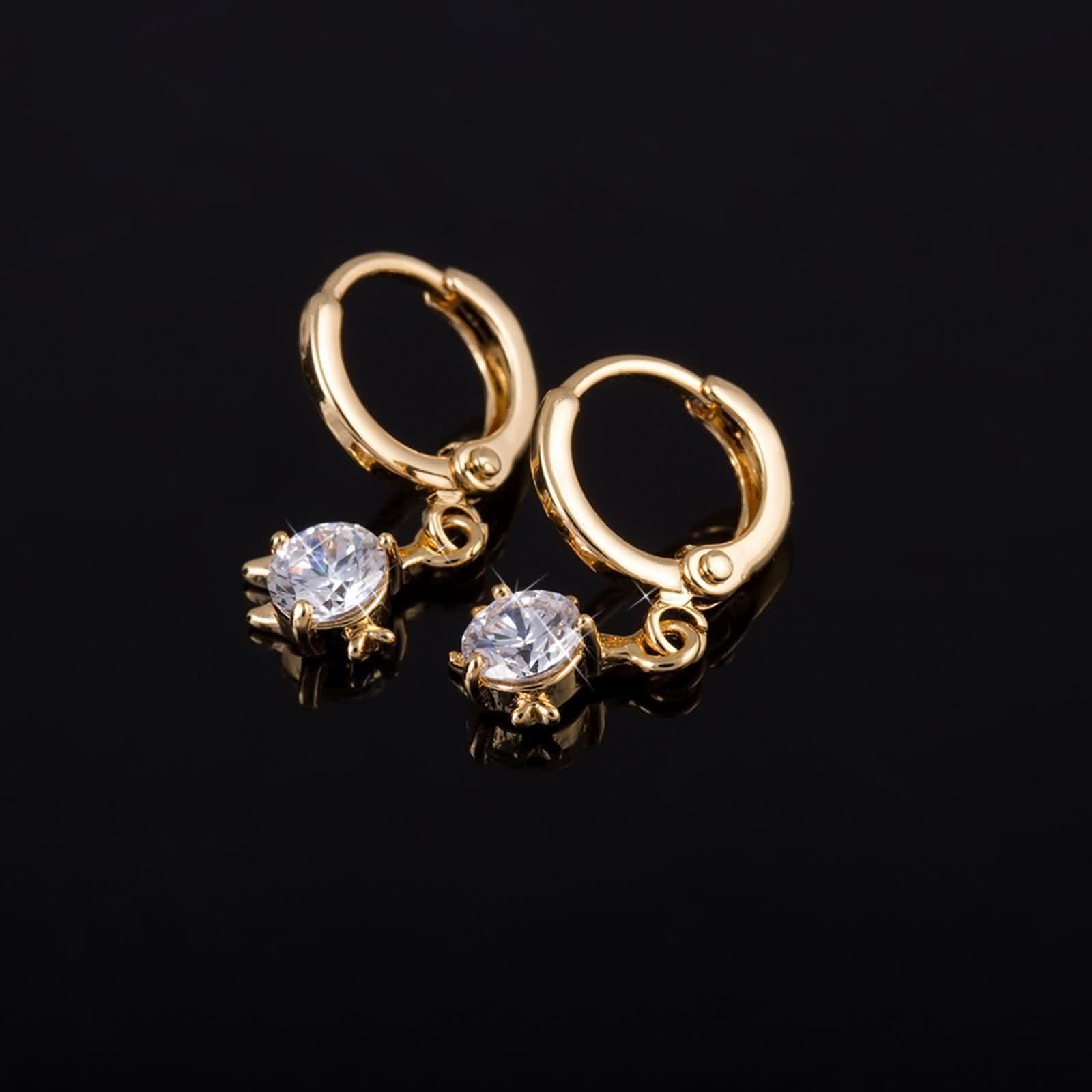 KnSam Pendientes de aro para mujer, oro de 18 quilates, con moissanita, pequeños Au 750, oro