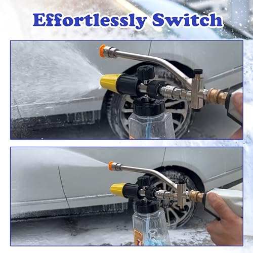 Image of Tool Daily Pressure Washer Foam Cannon with Dual-Connector Accessory, Power Washer Double Tip Attachment for Soap Cannon, 5 Pressure Washer Sprayer Nozzles, 1 /4 inch Quick Connect