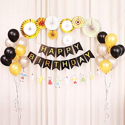 Image of Hola Fiesta|Gold Decoration Paper Fans Flowers for Wedding Birthday Carnival Welcome Thanksgiving Graduation Party Decorations, Set of 8