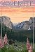 Bears and Spring Flowers - Yosemite National Park, California (9x12 Art Print, Wall Decor Travel Poster)