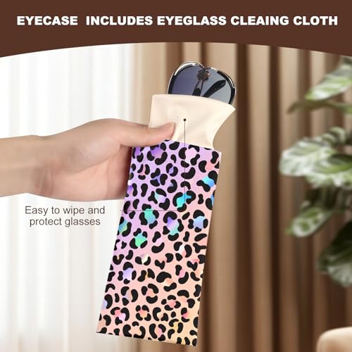 Image of Anikathy 2Pcs Sunglass Eyeglass Glasses Case Soft PU Leather with Cleaning Cloth Cute Glasses Pouch Bag for Men Women Girs
